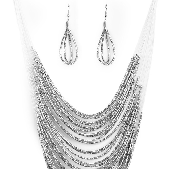 paparazzi Jewelry - Silver Seed Bead Necklace.
